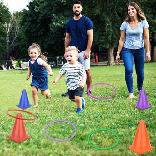 6 Stück Kunststoff Toss Ringe Set, Ring Toss Spiel, Farbige Wurfringe Spielsachen Für Kinder Und Erwachsene, Kind Target Übungsspiele, Grün, Lila, Rot, Kiuiom