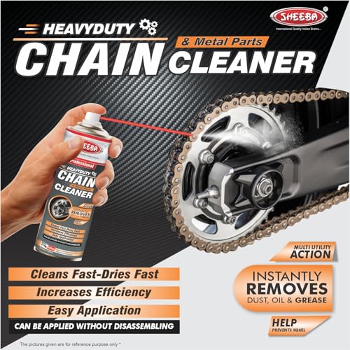 Image of SHEEBA Bike Chain Cleaner and For Metal Parts I Heavy Duty Spray I Effectively Removes Dust, Oil, Grease I Cleans Fast - Dries Fast I Easy Application I Increases Performance I 500mL Pack.