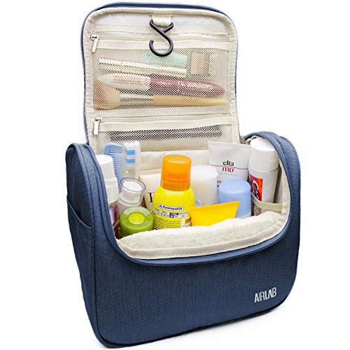 Travel Hanging Toiletry Bag for men and women, Airlab Large Toiletries Organizer, Make up, Cosmetic bag with Handle and Hook, Travel Organizer, Navy
