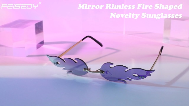 Amazon.com: FEISEDY Fire Flame Sunglasses for Women Mirror Rimless