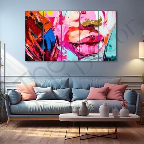 Image of The Castle Decor Woman abstract painting with frame Big Size 27x48 Wall art for living room,Bedroom,Drawing room,Hotels-Wooden Framed-312