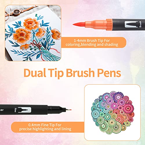 Image of Peablce Art Markers Brush Pen Markers for Adult Coloring 32 Colored Pens (Pack of 3)