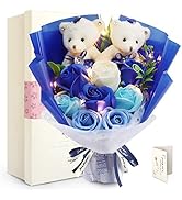 ブルー26cmケシの花石鹸の花造花の花束 ブルー26cmケシの花石鹸の花造花の花束 造花・アートフラワー