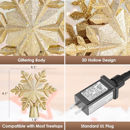 Decoración para árbol de Navidad estrella iluminada con proyector de 6 efectos interiores 6