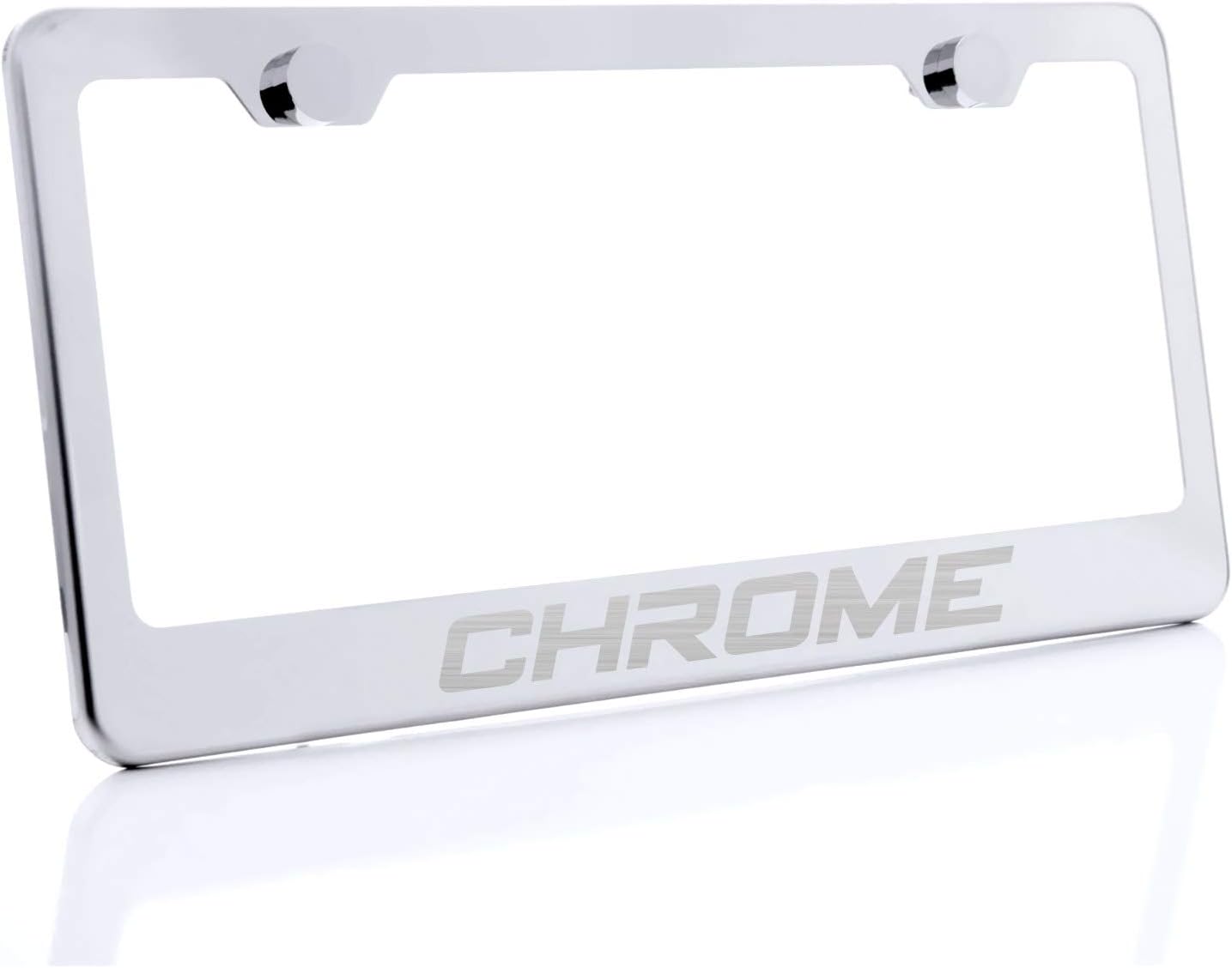 Laser Engraving Customized Mirror Polished Stainless Steel License Plate Frame w/Screw Caps & Hardwares (Upgraded/No Peeling)