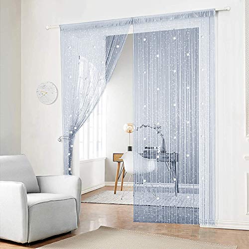 AIFENTE 2pcs Silver Glazed Bead Curtain Bead Curtain Beaded Door Curtain Home Decoration Partition Crystal Tassel Screen for Decorative Window Screening Partition Curtain 39.37x78.74 inch
