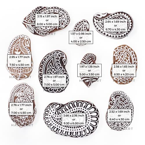Image of Hashcart | Set of 10 | Paisley Design Baren for Blocks Printing | Handcarved Wooden Stamps for Scrapbooking | Fabric Designing | Art Craft | Pottery Craft | Project Making