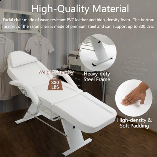 Massage-Salon-Tattoo-Chair-with-Two-Trays-and-Hydraulic-Stool-Esthetician-Bed-Adjustable-3-Section-Facial-Table-Barber-Spa-Beauty-Equipment-White