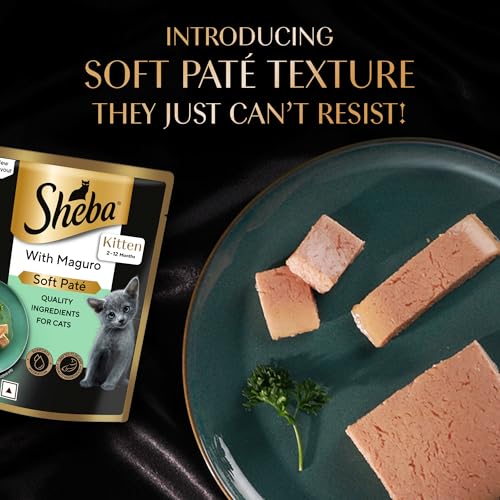 Image of Sheba Pate Kitten Wet Cat Food, Maguro, 70g, Soft Pate Texture, Hydrating Food Crafted Ingredients, Balanced Nutrition for Muscle Development ​