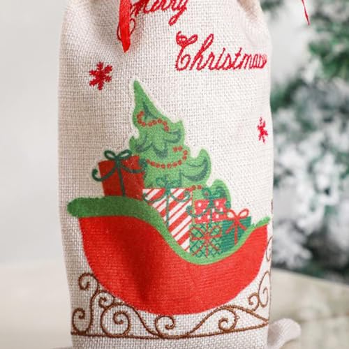 Décor de table raffiné avec 4 couvre-bouteilles de vin de Noël élégants
