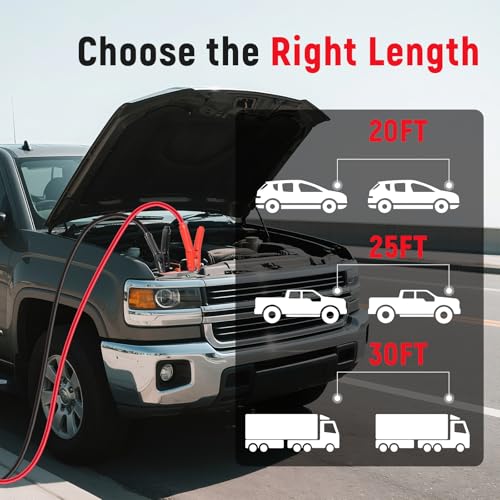 Image of TOPDC 0 Gauge 30 Feet Jumper Cables with Quick Connect Plug for Car, SUV and Trucks Battery, Heavy Duty Automotive Booster Cables for Jump Starting Dead or Weak Batteries with Carry Bag