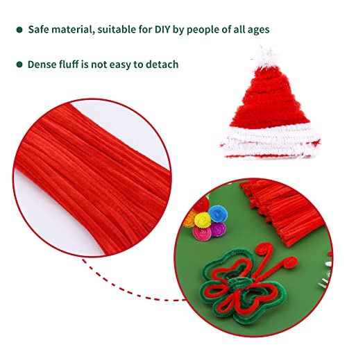 Image of Iuuidu 150 Pieces Pipe Cleaners Chenille Stem, Red Craft Pipe Cleaners | Pipe Cleaners DIY Craft Fuzzy Sticks, Pipe Cleaners Bulk for Arts and Crafts, Xmas Home Decoration