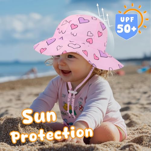 Meaiguo Baby Girl Sun Hat with UPF 50+ Outdoor Adjustable Toddler Beach Hat with Wide Brim Bucket Hats for Kids4