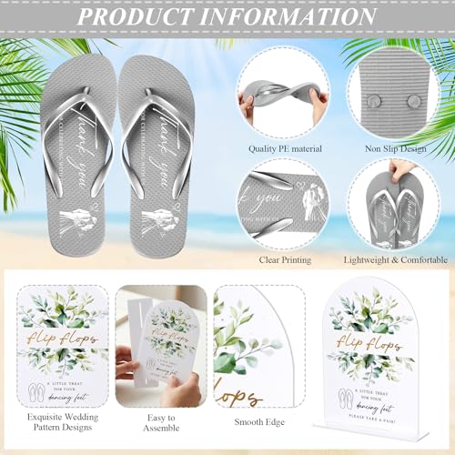 Image of 24 Pairs Bulk Flip Flops for Wedding Guests | Reception Sandals, Wedding Party Favors with Sign, Size Cards, Bagged, Dance Floor Slippers