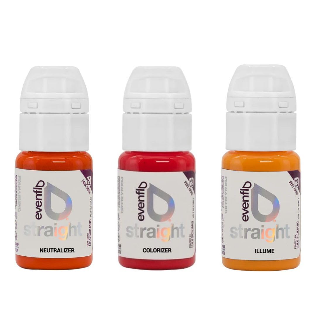 Permablend Lip Set 3 - Tattoo Ink Set for Permanent Makeup - Vegan Microblading Pigment & Tattoo Supplies for Lip Makeup (Neutralizer,Colorizer & Illume 15ml Each)