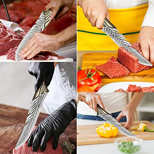 Veisky Professional Sharp Feather Boning Knives Handmade High Carbon Steel Kitchen Chef Cleaver Knife With Sheath For Outdoor Camping Bbq (6.5 Inch) #TOP6