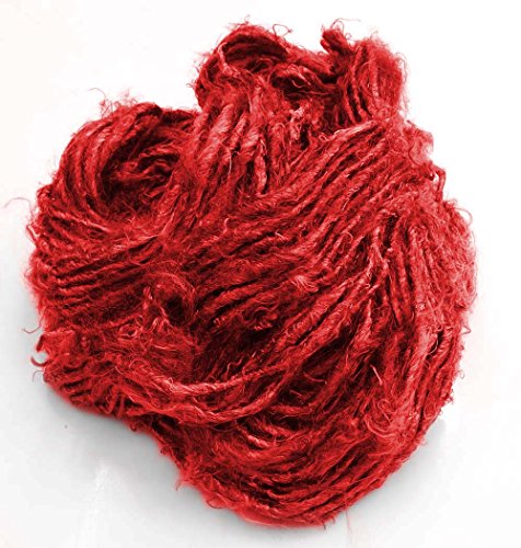 100G/ 1 Skein Recycled Banana Silk Yarn Hand-Spun Soft Yarns - Red #TOP3
