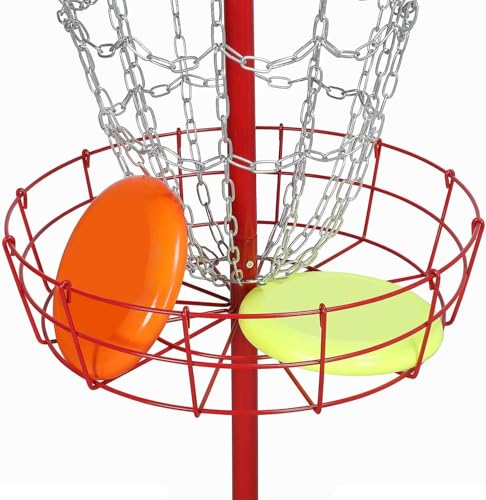 Image of Yaheetech Disc Golf Basket Portable Disc Golf Practice Set 12 /24 Chain w /Basket Target and Double Steel Chains for Outdoor