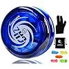 Responsieve Yoyo D1, Professional Looping Yoyo voor kinderen Beginner met 5 Yoyo-snaren + handschoen + tas (Blauw)