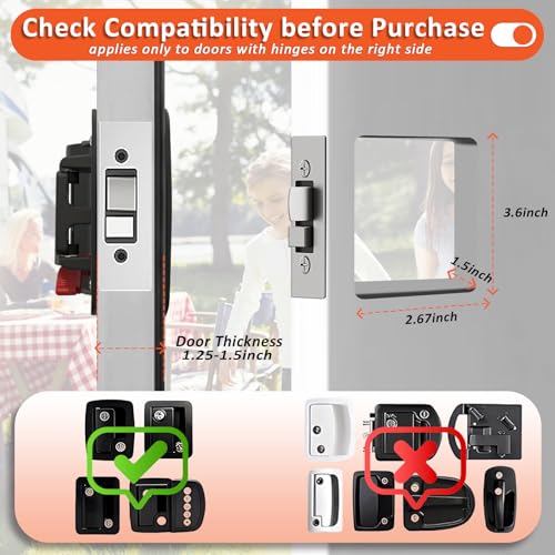Image of RV Door Lock Replacement - 100% Metal Paddle Handle with Deadbolt & 4 Keys - Fits 2.75 inchx3.75 inchx1.5 inch Lock Hole - for Camper, Trailer, Horse & Cargo Hauler Doors