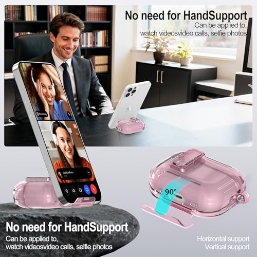 Image of Compatible with Airpods Pro 3 Case Clear with Lock Phone Stand, Soft TPU Magnetic Automatic Lock Apple AirPods Pro 3rd Generation Protective Cover Skin Women Men + Cleaning Kit for iPod Pro3 Case Pink
