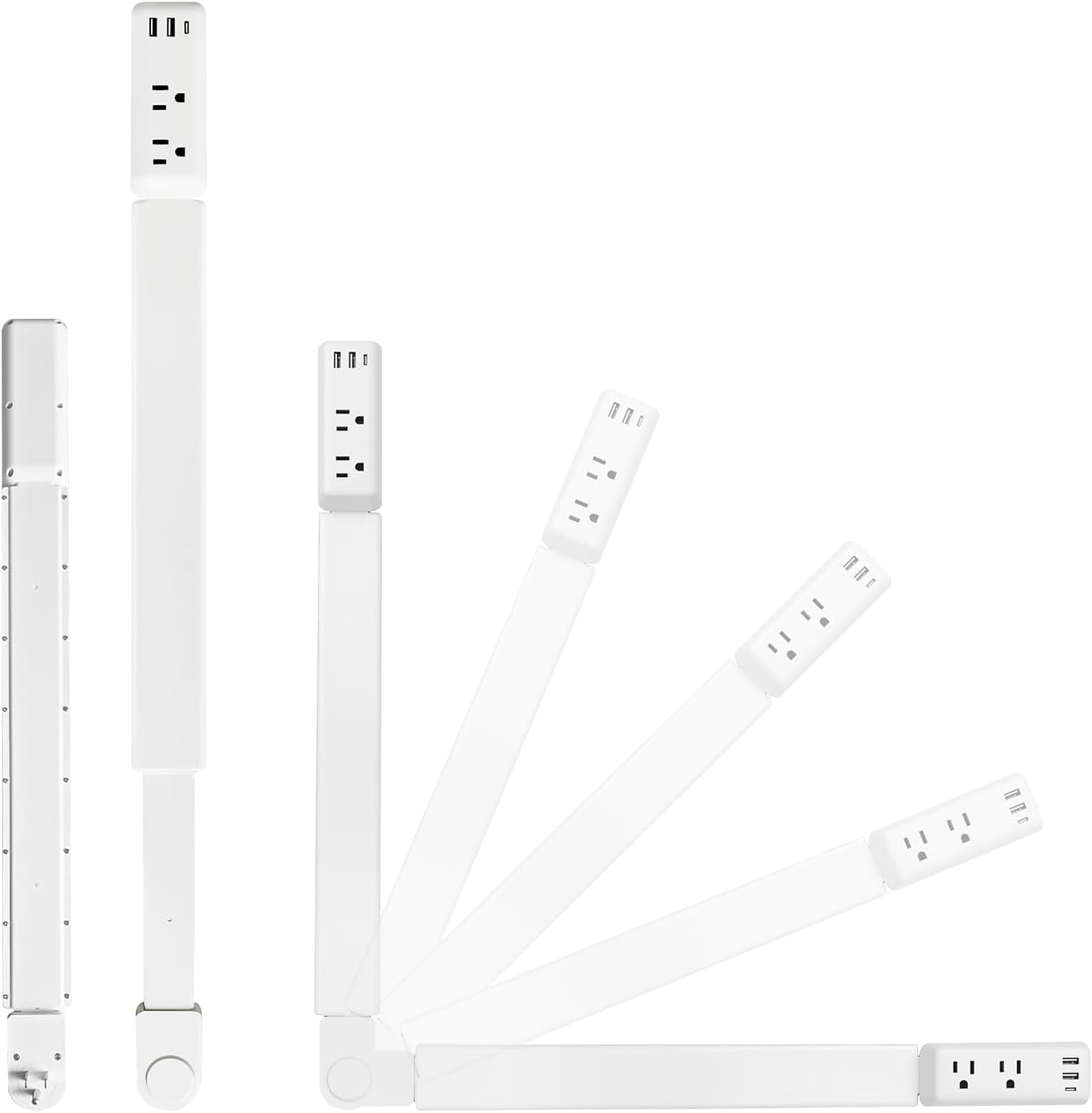 Electric Outlet Extender,Outlet Extender Stick,Retractable Power Strip,with 2 USB-A&1 USB-C&2 AC Outlets,Extends 22"-34",180° Rotating,Extendable Outlet,for Outlets Hard-to-Reach,for Bed,Office&Sofa