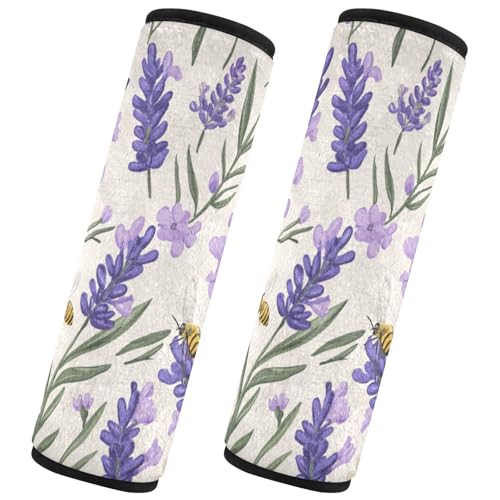 Seat Belt Covers 2 Pack Purple Flowers Car Seat Strap Covers Super Soft Lavender Car Seat Neck Cover for Boys Girls Adults Babies S
