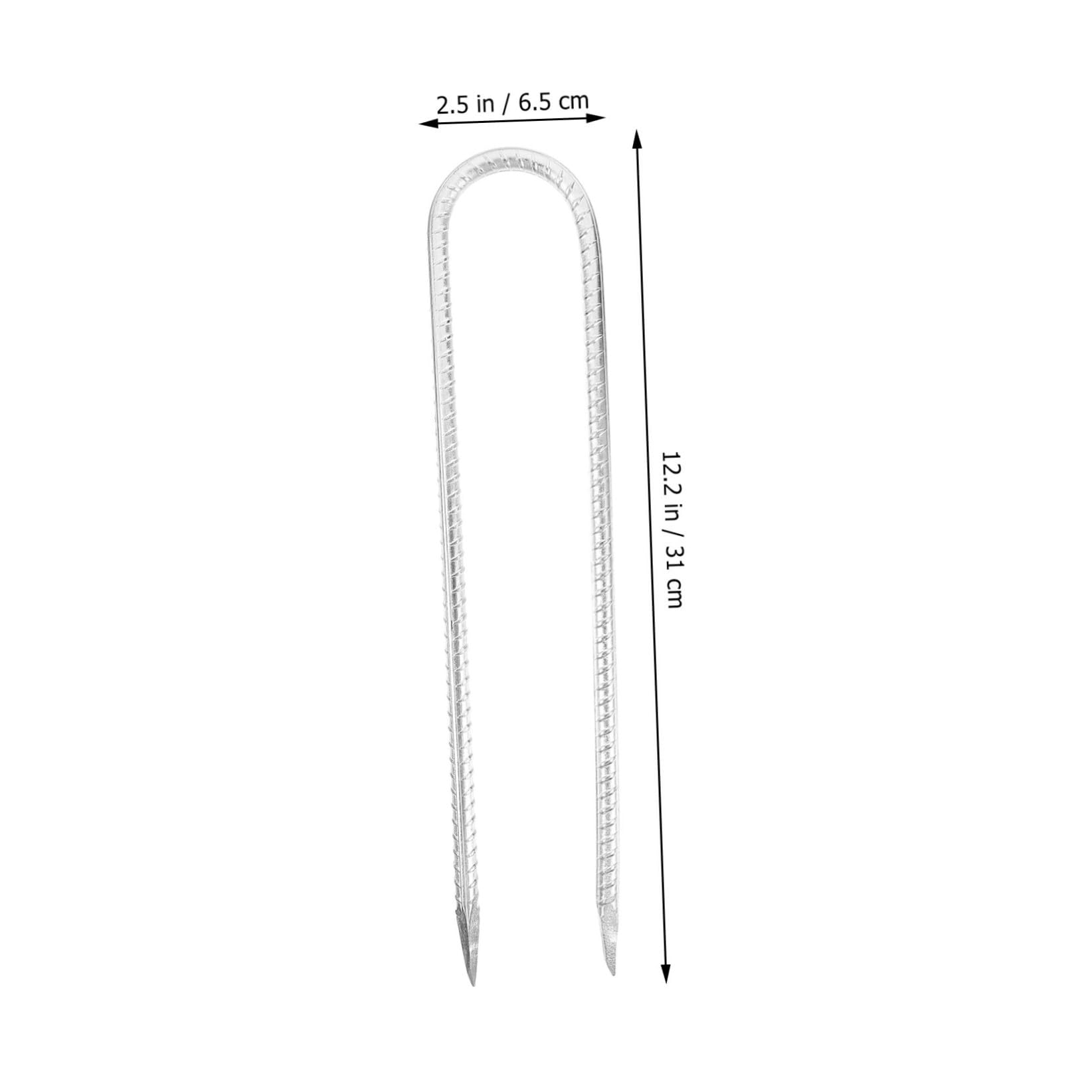 Picchetti da Campeggio a Forma di U 8 Pezzi Accessori per Fissare Tenda e Telo da Giardino in Acciaio Zincato Argento Attrezzi Resistenti per Outdoor
