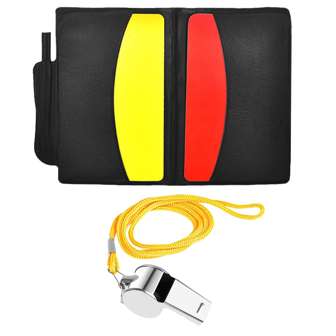 Juego de Tarjetas de Árbitro de Fútbol, Tarjeta Roja PCV, Tarjeta Amarilla con Accesorios para Bolígrafo y Estuche, Libros de Puntuación, Juegos de Fútbol (Tarjeta Roja, Tarjeta Amarilla)