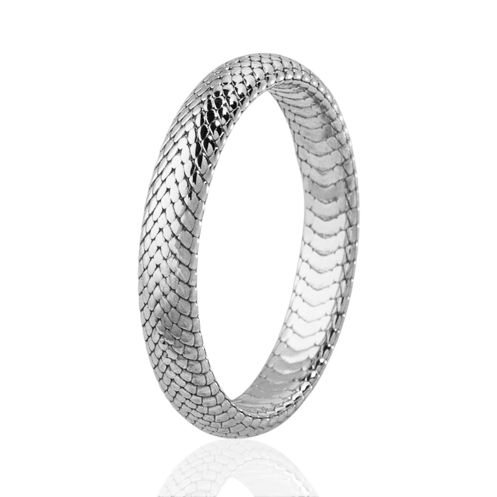 Silver Snake Skin Mens Wedding Band