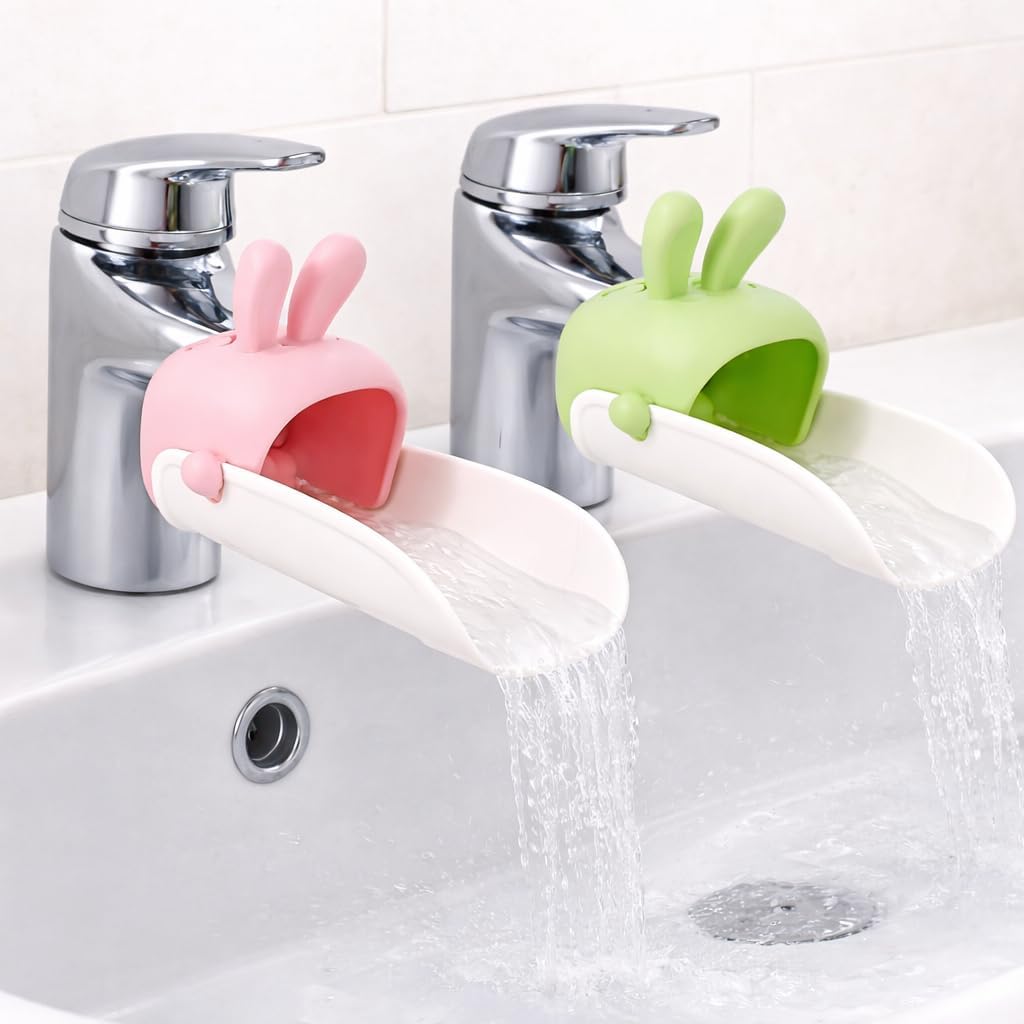 rabbit faucet extender for kids | baby sink tap extender | easy hand wash helper | bpa free soft silicone | bathroom & kitchen use | cartoon design water tap extension (pack of 1)
