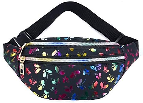 Bum Waist Bag for Women, Fashion Waist Pack Kids Bumbag Fanny Festival Pack for Ladies Travel Party Sports Running Hiking, Black