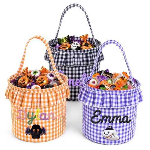 Image of Personalized Halloween Baskets for Kids Personalized Trick or Treat Bag