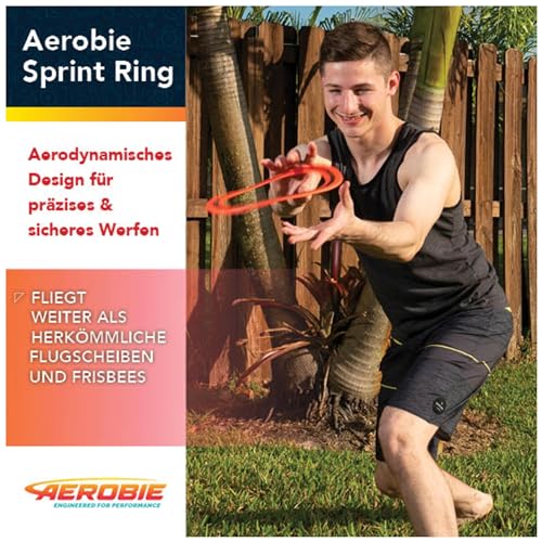 Aerobie Sprint Flying Ring Wurfring mit Durchmesser 25,4 cm, orange