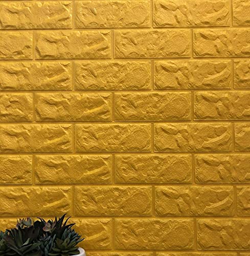 PremiumWallArts Brick Wallpaper for Walls 3D (5 Pcs) Foam Wall Paper Sticker I Self Adhesive Panel I Peel & Stick 3D Wall Tiles for Wall Decor (Gold, 8 MM Thick, 5 Pieces of 70 X 77 cm Each) (B091XVTPMY) Amazon Price History, Amazon Price Tracker