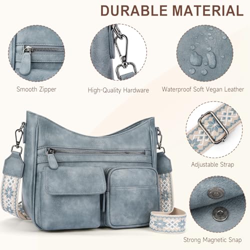 Image of Crossbody Bags for Women Trendy Vegan Leather Crossbody Purse Shoulder Handbags Multiple Pockets Hobo Bag Ladies