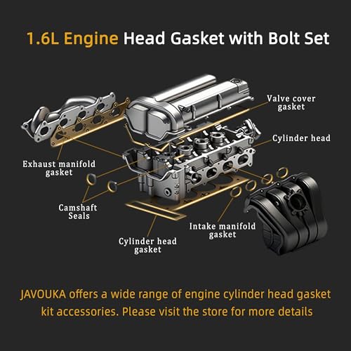 Image of Head Gasket Set with Bolts, 1.6L, ES71023 CPWK105, for Hyundai Accent for Kia Rio 1.6L DOHC 16v 2006-2011#OE HS26224PT-1 HS26224PT-2 22441 26801 22311 26101 22224 23500 21421 22020(68pcs)