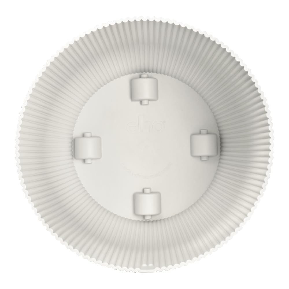 Elho Vibes Fold Round Wheels 35cm Vasi per Piante - Silky White | ∅ 34.9 x A 32.4 cm | Adatto per uso interno | Plastica riciclata al 100%