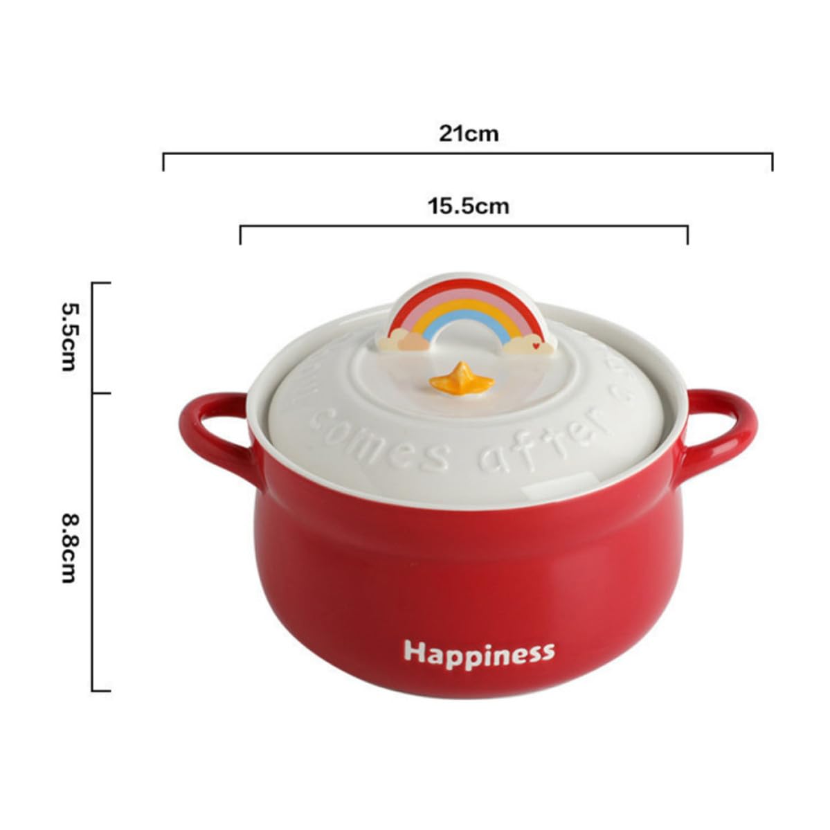 Gadpiparty Tazón de Ramen de Cerámica Rojo con Tapa, Cuenco para Sopa y Frutas, Diseño Decorativo y Funcional para Restaurantes y Regalos de Inauguración de Casa