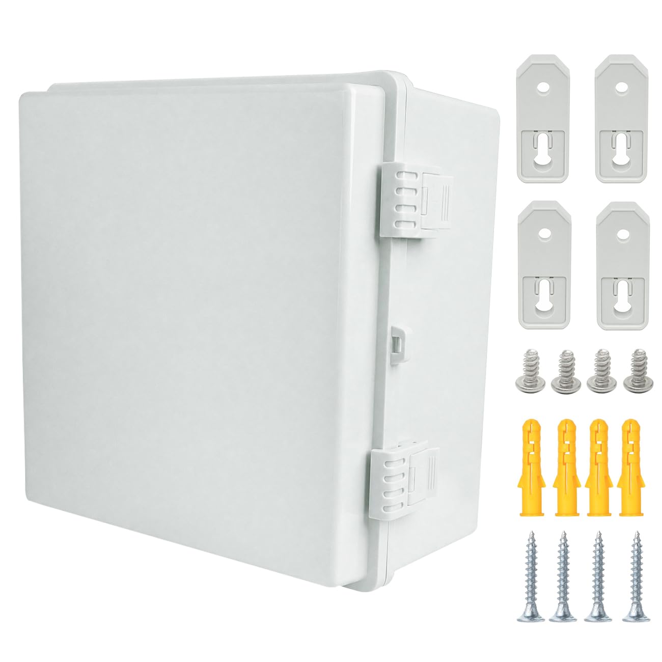 Otdorpatio Junction Box, Hinged Grey Cover IP67 Waterproof ABS Project Box with Mounting Plate Electrical Box Enclosure with Wall Bracket 11.8 x 11.8 x 6.7inch(300x300x170mm)
