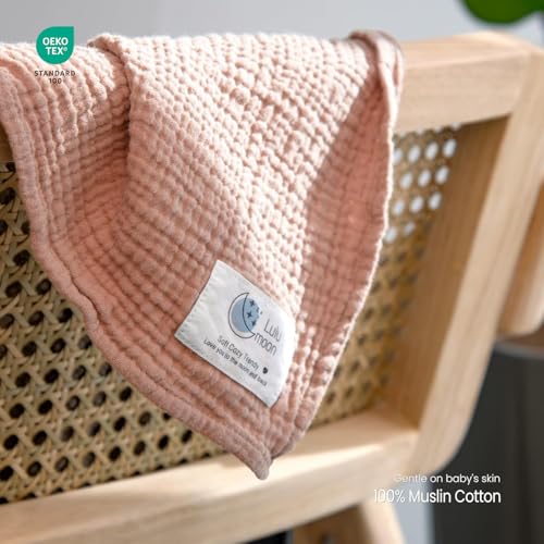 Image of lulumoon Muslin Swaddle Blankets for Baby: Lightweight & Breathable Receiving Blankets for Hospital - Neutral Registry Gift for Newborn 3pack (Chestnut)