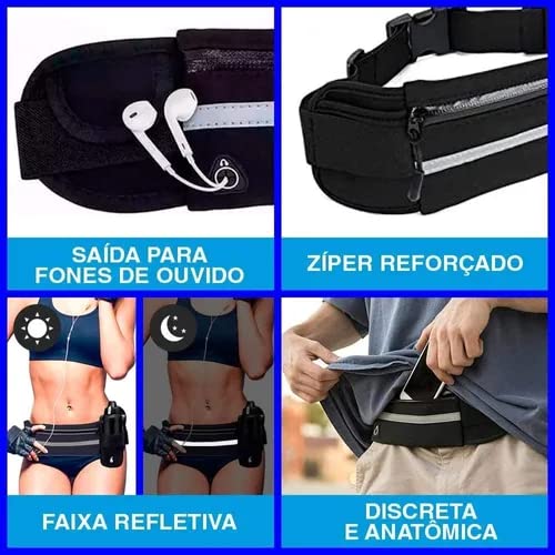 Pochete Fitness Corrida Academia Porta Celular Bike Slim Preta MobiBem