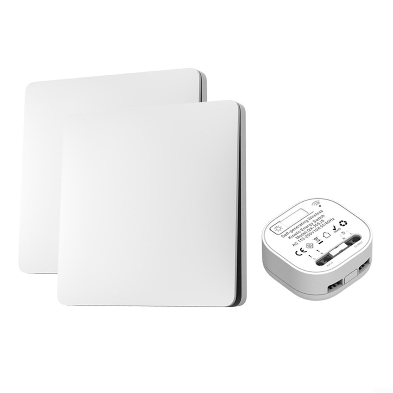 Self-Powered Wireless Switch 2-Button No for battery Waterproof(White)