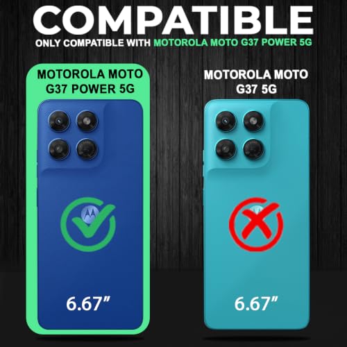 Image of Motorola Moto G37 Power 5G Back Cover | Armor Camera Slider 360 Degree Rotating Finger Ring Holder Case with Bracket Stand Back Case Cover (Compatible with MagSafe Accessories) (Black)