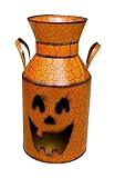 Gerson Halloween Metal Lantern Luminary Milk Can Large Indoor Outdoor Decoration Jack-O-Lantern 15.5' H (Cone Tall)