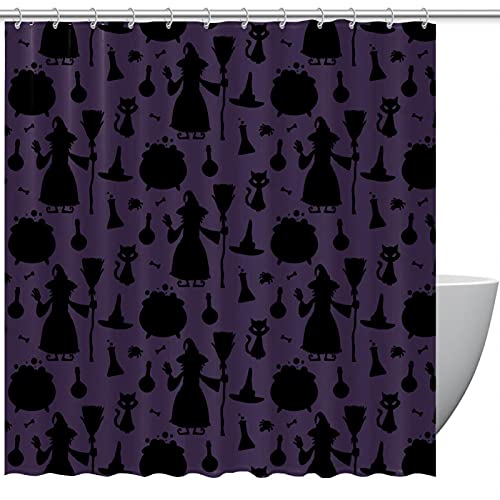 Rideau de douche imperméable Halloween 183x183 cm avec 12 crochets