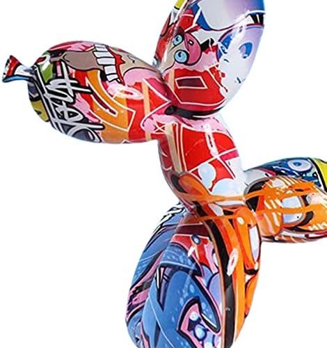 Balloon Dog Sculpture, Resin Creative Animal Figurine Balloon Dog Statue Modern Desktop Decoration for Home Bedroom Living Room, A