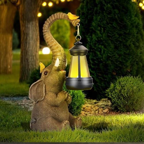 Solar Elephant Outdoor Decor Statues Lights, House Warming Gifts for New Home, Outdoor Decor for Yard Art Porch Lawn Balcony, Unique Christmas Birthday Gifts for Mom Grandma Women Wife