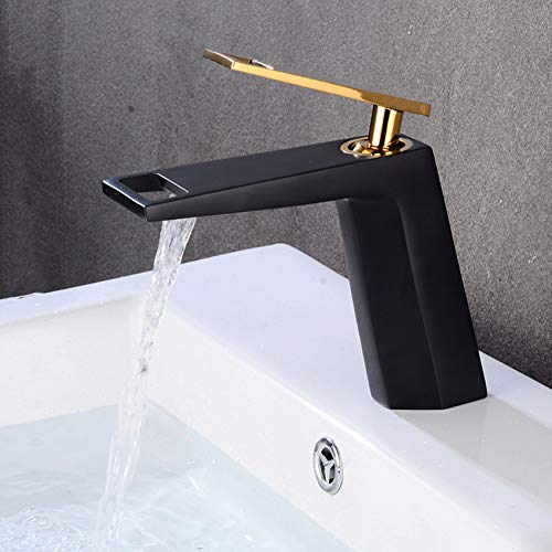 Robinet cascade en laiton chic noir et or LWX pour une salle de bain moderne