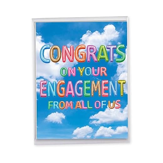 The Best Card Company - Big Group Engagement Card (8.5 x 11 Inch) - Jumbo Congratulations on Wedding Announcement (Not 3D or Raised) - Inflated Messages Engagement J5651MENG-US